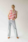The Hanney Striped Knit Sweater Vest in Red + White