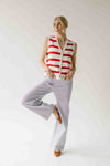 The Hanney Striped Knit Sweater Vest in Red + White