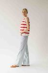 The Hanney Striped Knit Sweater Vest in Red + White