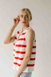 The Hanney Striped Knit Sweater Vest in Red + White