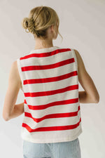 The Hanney Striped Knit Sweater Vest in Red + White