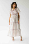 The Hollans Embroidered Floral Maxi Dress in Natural