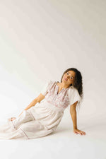 The Hollans Embroidered Floral Maxi Dress in Natural