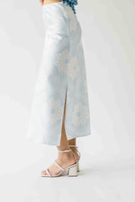 The Jennika Bandana Print Satin Skirt in Light Blue