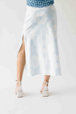 The Jennika Bandana Print Satin Skirt in Light Blue