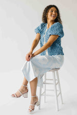 The Jennika Bandana Print Satin Skirt in Light Blue