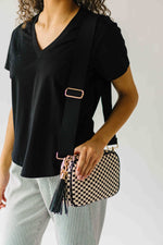 The Woven Willow Camera Crossbody Bag in Checkered Black