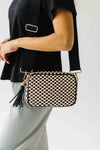 The Woven Willow Camera Crossbody Bag in Checkered Black