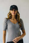 The Wyman V-Neck Ribbed Sweater Blouse in Grey