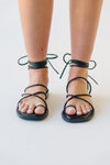Seychelles: Lilac Tie-Up Sandals in Black