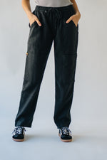 The Peymon Washed Linen Cargo Pant in Black