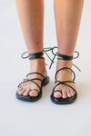 Seychelles: Lilac Tie-Up Sandals in Black