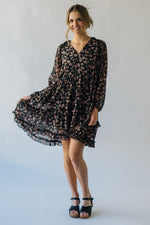 The Vinston Ruffle Dress in Black Floral