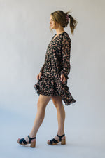 The Vinston Ruffle Dress in Black Floral