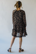 The Vinston Ruffle Dress in Black Floral