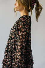 The Vinston Ruffle Dress in Black Floral