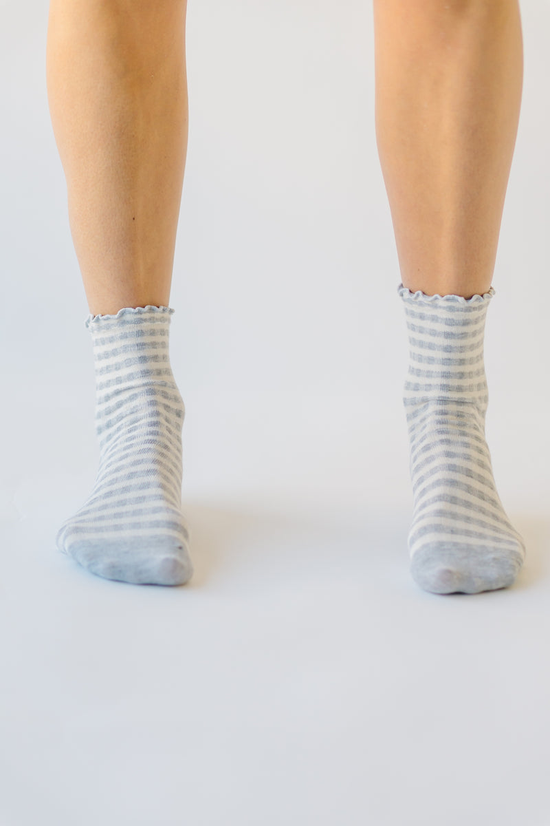 SOCKS: The Gingham Anklet Socks in Grey