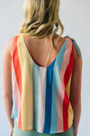 The Chrissy Shoulder Tie Tank in Multi Stripe