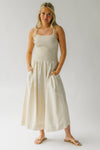 The Alyson Smocked Linen Tank Dress in Natural