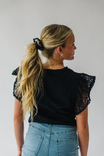 The Alcorn Graphic Flutter Sleeve Blouse in Black