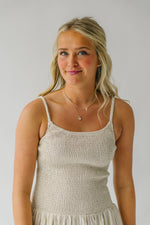 The Alyson Smocked Linen Tank Dress in Natural