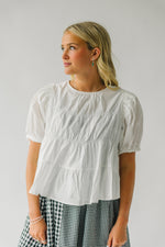 The Murnan Shirring Puff Sleeve Blouse in Off White