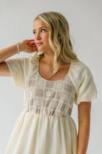 The Mabry Crochet Detail Midi Dress in Cream