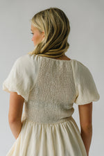 The Mabry Crochet Detail Midi Dress in Cream