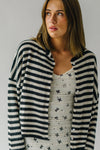 The Riggs Button-Down Sweater in Black + Cream Stripe