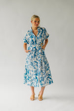 The Tenzer Floral Midi Dress in Porcelain Blue