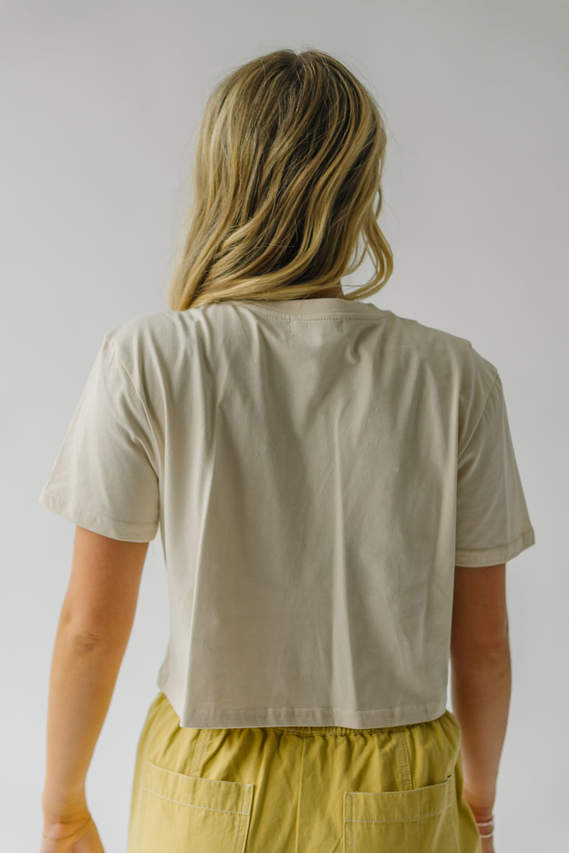 The Pearl Bow Detail Tee in Sand