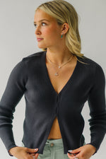 The Bolinder Ribbed Cardigan in Charcoal