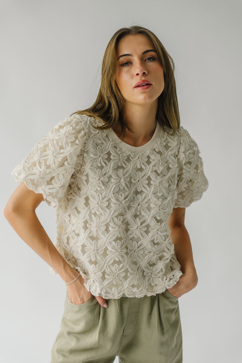 The Wimmer Textured Floral Blouse in Cream
