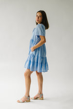 The Escue V-Neck Embroidered Dress in Cornflower Blue