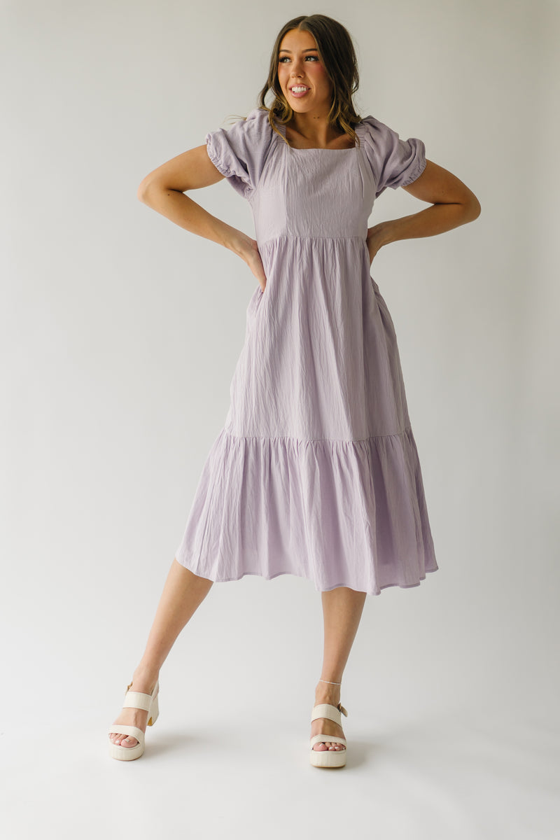 The Beckley Textured Midi Dress in Lavender