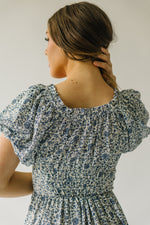 The Broomfield Bubble Sleeve Floral Dress in Denim