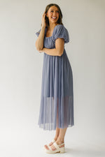 The Dorny Pleated Maxi Dress in Misty Blue