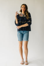 The Fairmount Embroidered Blouse in Navy