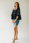The Fairmount Embroidered Blouse in Navy
