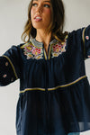 The Fairmount Embroidered Blouse in Navy