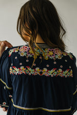 The Fairmount Embroidered Blouse in Navy