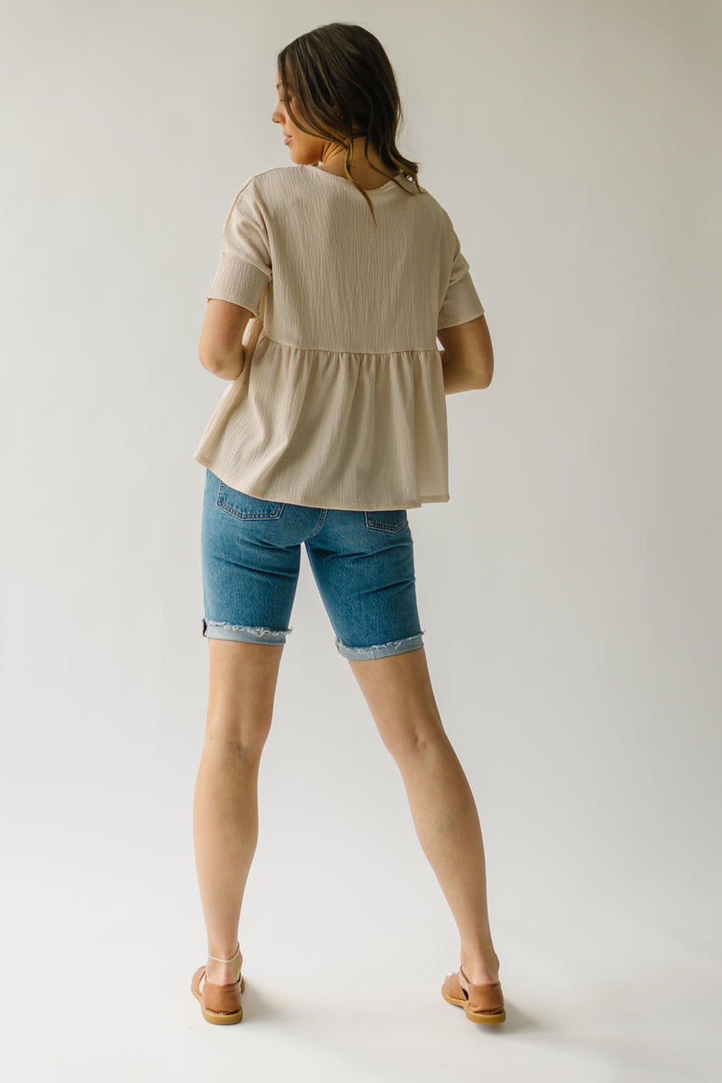 The Erie Gauze Babydoll Blouse in Almond