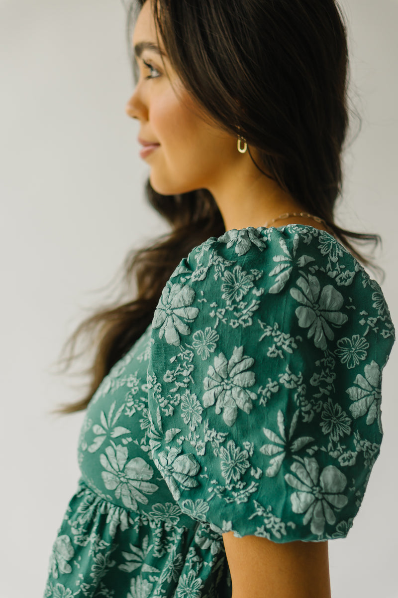 The Twain Square Neck Floral Dress in Green