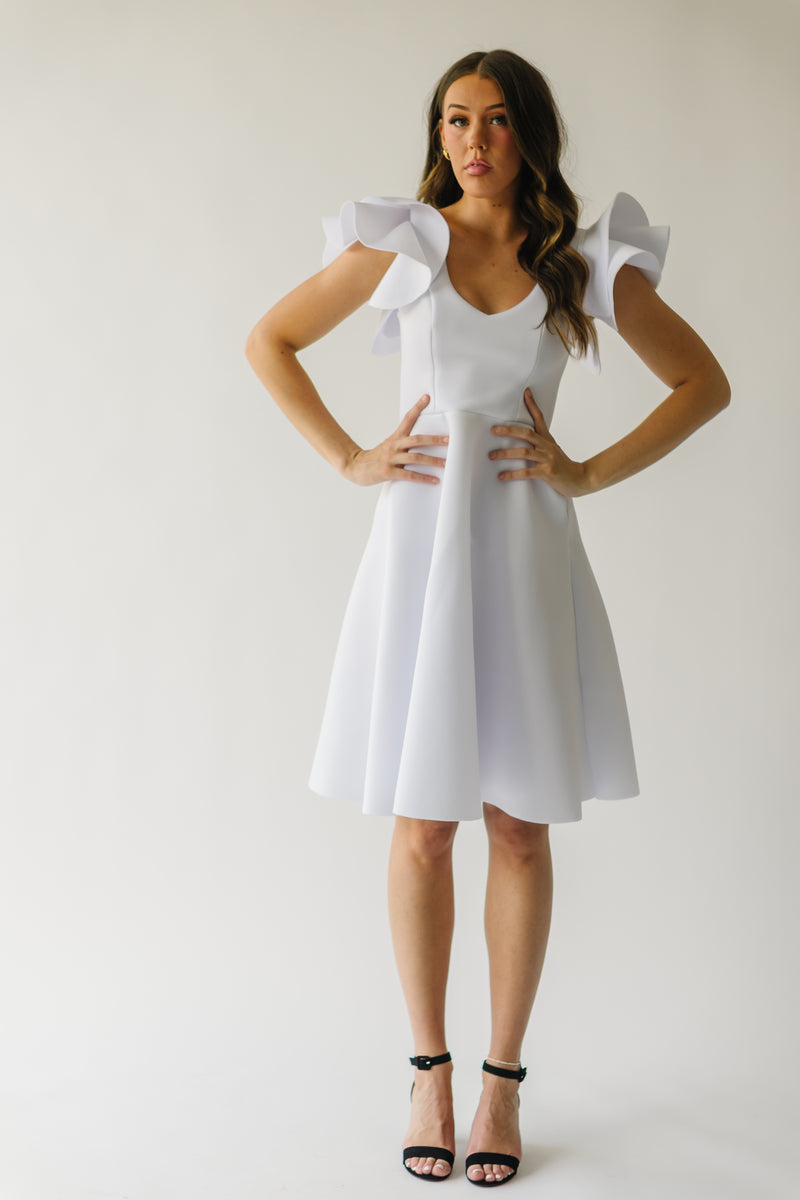 The Heideman Ruffle Sleeve Dress in White