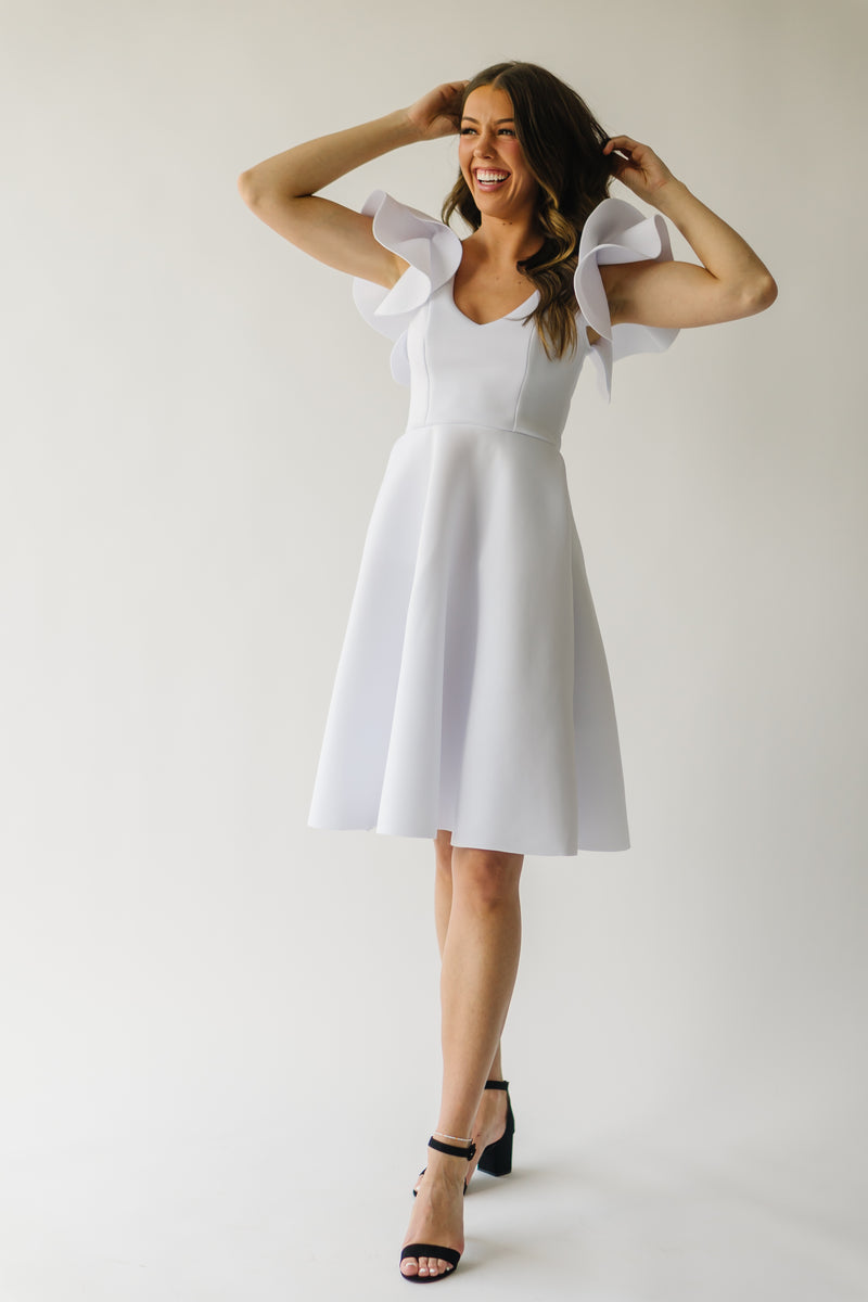 The Heideman Ruffle Sleeve Dress in White
