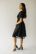 The Lenox Daisy Patterned Midi Dress in Black