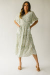 The Glenville Ruffle Detail Midi Dress in Ivory + Sage