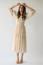 The Wellsburg Smocked Maxi Dress in Cream