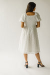 The Henrietta Textured Midi Dress in Off White