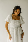 The Henrietta Textured Midi Dress in Off White
